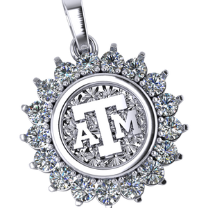 Texas A&M "ATM" Logo Pendant – Large Diamond Bezel (14kt Gold)