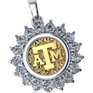 Texas A&M "ATM" Logo Pendant – Large Diamond Bezel (14kt Gold)