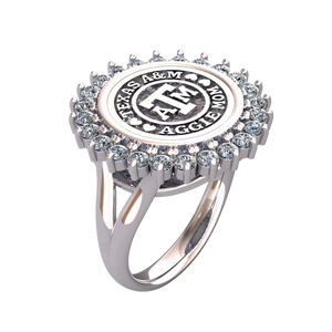 Wayback "Aggie Mom" Coin Ring All Diamond