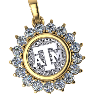 Texas A&M "ATM" Logo Pendant – Large Diamond Bezel (14kt Gold)
