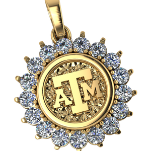 Texas A&M "ATM" Logo Pendant – Large Diamond Bezel (14kt Gold)