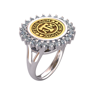 Wayback "Aggie Mom" Coin Ring All Diamond