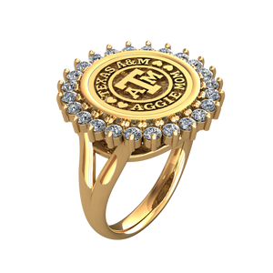 Wayback "Aggie Mom" Coin Ring All Diamond